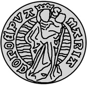 1 Ferding - Wolter von Plettenberg and Jasper Linde Riga; smooth shield; child to the right; left half shaded, Livonia, 1517 reverse image