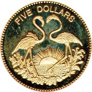 5 Dollars - Elizabeth II Flamingos reverse image