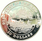 10 Dollars - Elizabeth II Discovery of the New World reverse image