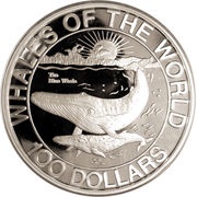 100 Dollars Cetacea-Blue Whale, Bahamas, 1993 reverse image