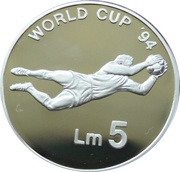 5 Liri 1994 World Cup, Malta, 1993 reverse image