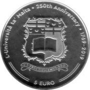 5 Euros University of Malta reverse image