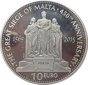 10 Euros 450th Anniversary of the Great Siege of Malta, Malta, 2015 reverse image