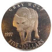 5 Dollars Gray Wolf, Marshall Islands, 1997 reverse image