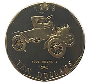10 Dollars Classic Cars - Model A Ford, Marshall Islands, 1996 reverse image