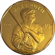 10 Dollars Babe Ruth, Marshall Islands, 1998 reverse image