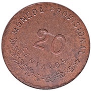 20 Centavos Provisional Government, Mexico, 1915 reverse image