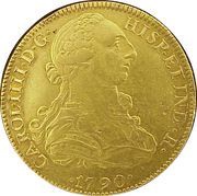 8 Escudos - Carlos IV Numeral IIII, Carlos III portrait obverse image