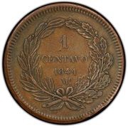 1 Centavo Pattern; Lettered Edge, Mexico, 1841 reverse image