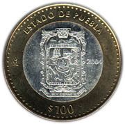 100 Pesos Puebla reverse image