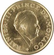 2 Francs - Rainier III Gold Piedfort obverse image