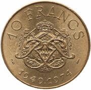 10 Francs - Rainier III Anniversary of Reign reverse image