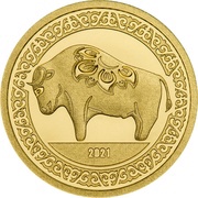 1000 Tögrög Year of the Ox Gold, Mongolia, 2021 reverse image