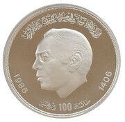 100 Dirhams - Hassan II 25th Anniversary King Hassan's Coronation obverse image