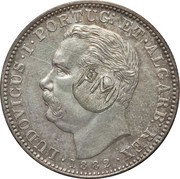 450 Réis Countermark "Crowned P.M" over 1 Rupee/India,Pt obverse image