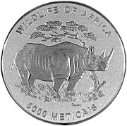 5000 Meticais Wildlife of Africa reverse image