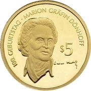 5 Dollars Marion Countess Dönhoff reverse image