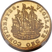 6 Stuivers "Scheepjesschelling" Gold, Netherlands, 1670-1794 reverse image